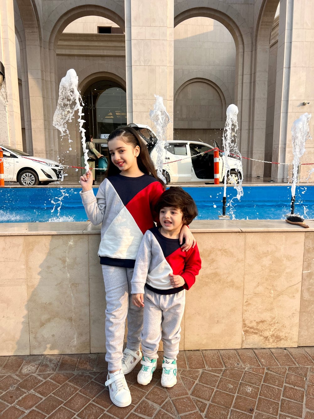 Fleece Fabric Black & Grey Crose Panel Kids Winter Suit ( Each )