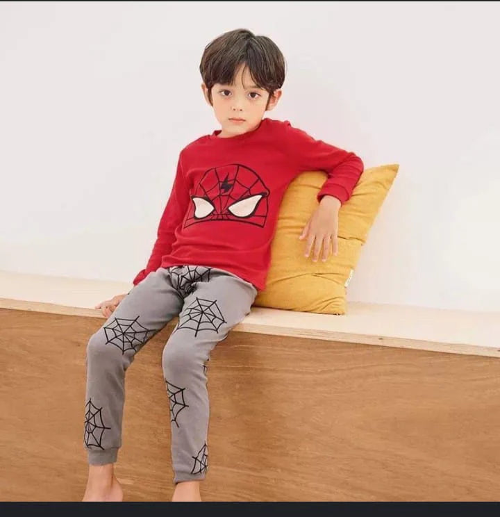 Red Spider Man Printed Half Sleeve Kids Suit (Each)