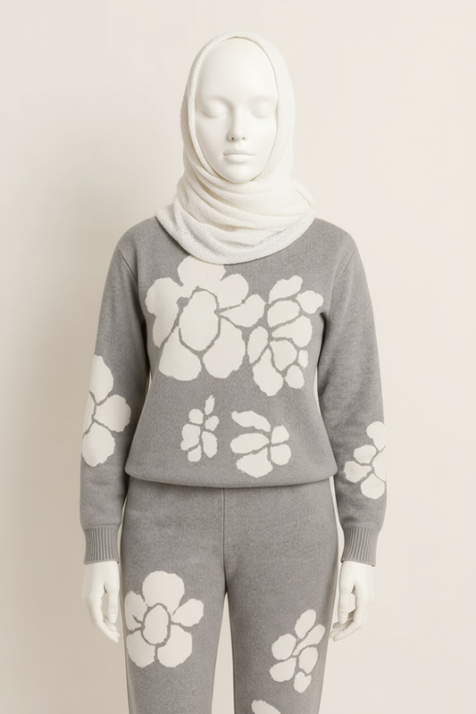 Grey Floral Knit Co-ord – Soft