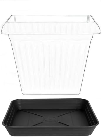 4 Pack Square Plant Saucer Tray 18 inch, Heavy Duty Plastic Plant Saucers for Indoors Outdoor, Flower Plant Drip Trays for Pots, Square Seed Starting Tray, Seedling Growing Trays