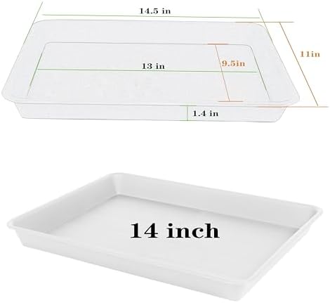 VUWEZ 2 Pack Plant Growing Nursery 1020 Trays, Heavy Sturdy Seed Starting Saucer, No Holes Starter Tray for Indoors (22"x11.2", Creamy White)