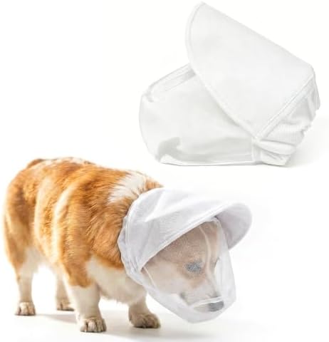 Guard Dog Foxtail Protection Hood for Dogs, Breathable Mesh Dog Bug Hood, Outdoor Dogs Face Guard for Hunting Trips (White, XL)