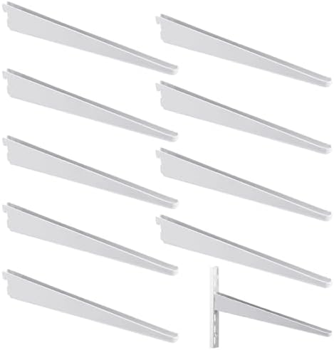 Yalikop 10 Pack Adjustable Shelf Brackets for Double Track System Closet Organization Heavy Duty Wire Shelf Brackets (White,7 Inches)