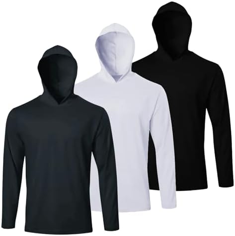 LeeHanTon Men's Sun Shirts Sun Protection Hoodie Shirt UPF 50+ Long Sleeve Work Athletic Shirt with Hooded for Fishing Hiking