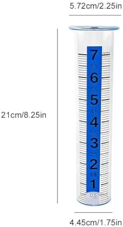 2PCS Rain Gauge Outdoor, 8" Large Capacity Rain Gauge Replacement Tube, Rains Gauges Outdoors with Large Numbers Scale for Garden Lawn Yard Fence Patio Farm