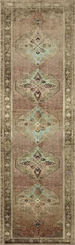 Loloi Magnolia Home by Joanna Gaines Sinclair Collection SIN-06 Clay/Tobacco 2'-3" x 9'-6", .25" Pile Height, Machine Washable, Runner Rug - color: Clay / Tobacco, size: 2'3" x 9'6" (Rectangular)