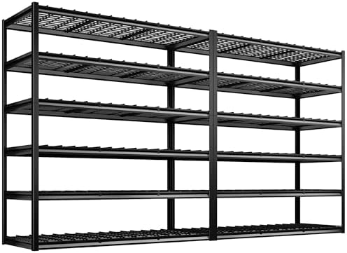 REIBII 60" W Garage Shelving, 3000LBS Storage Shelves, 6 Tier Heavy Duty Shelving, Adjustable Metal Shelving Units and Storage Rack for Warehouse, Pantry, Basement, 60" W x 84" Hx 24" D, 2 Pack