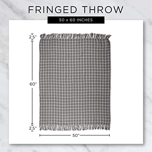 DII Diamond Stitch Woven Throw, Organic Modern, 50 x 60, Navy - color: Navy