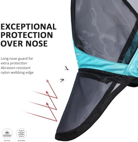 Harrison Howard Pro Luminous Horse Full Face Fly Mask Large Eye Space Long Nose with Ears UV Protection for Horse Teal S