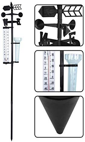 Weather Station, 3 in 1 Yard Weather Indicator with Wind Direction Arrow, Rain Garden Thermometer for Precipitation