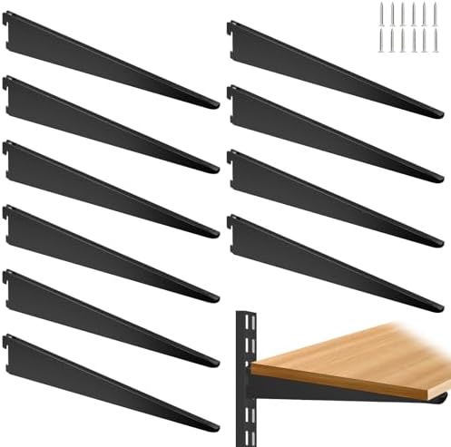 16.5-Inch Adjustable Double-Track Wire Shelf Brackets, 10 Pack, Black