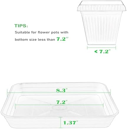 Square Plant Saucer Tray 8 inch 2 Pack, Heavy Duty Plastic Square Plant Saucers for Indoors Outdoor, Flower Planter Drip Trays for Pots, Seed Starting Tray