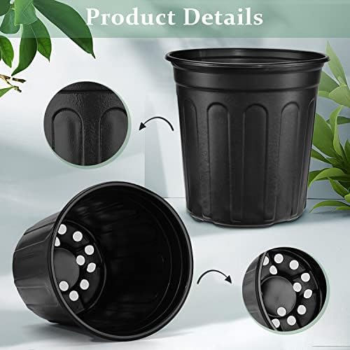 RAOOKIF 5 Gallon Pots for Plants, Flexible 1/2/3/5 Gallon Nursery Pot with Drainage, Gallon Plastic Pots for Plants