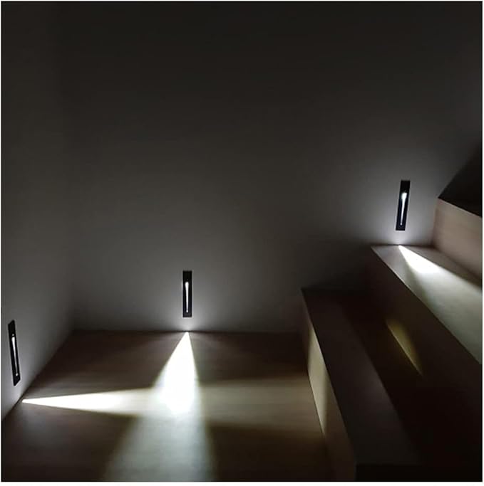 5Pcs Motion Sensor Stair Lights Embedded LED Step Lights, 3W AC85-265V Waterproof Recessed Light Fixtures for House/Wall Cavity/Hallway/Stair/Corner/Decks 6000K Sand Black