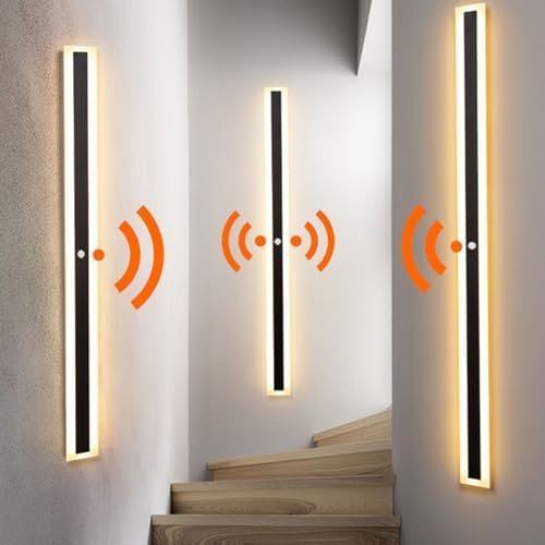 Modern Motion Sensor LED Wall Light - Indoor Rectangle Aluminum Sconce, 3000K/4500K/6000K Adjustable Brightness for Cabinet, Wardrobe, Office, Bedroom, Corridor Lighting