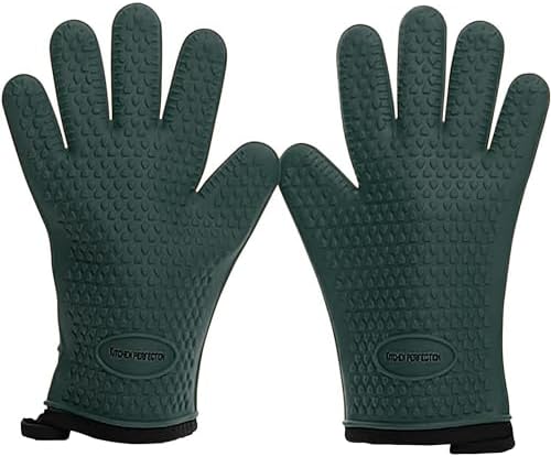 KITCHEN PERFECTION S Silicone Smoker BBQ Gloves - Heat Resistant Oven Mitts