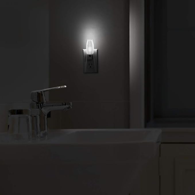Emotionlite Plug in Night Light, Neutral White LED Nightlight, Dusk to Dawn Sensor, Kids, Nursery, Bedroom, Bathroom,Hallway, Stairs, Kitchen, 4 Pack