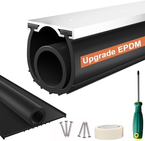 Garage Door Bottom Seal, 8FT EPDM Weather Stripping with Aluminum Track