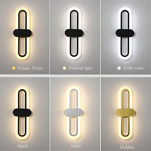 Bedroom Bedside Modern Minimalist Living Room Background Wall Led Three-Color Light-Changing Wall Lamp Simple Aisle Balcony Lamp(Gold,Cool(5500-7000K))