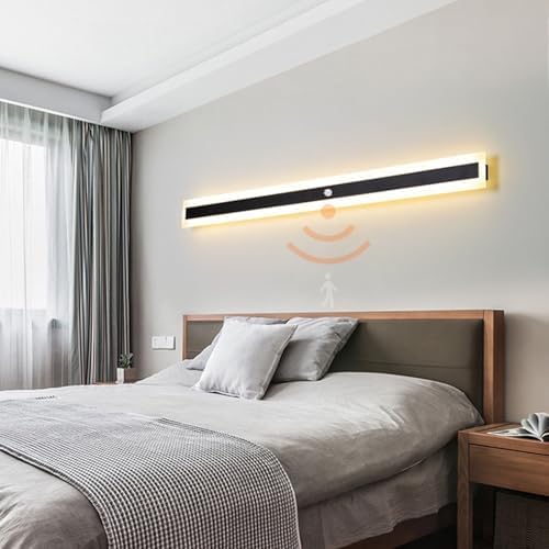 Modern LED Indoor Wall Light with Motion Sensor, Rectangle Aluminum Sconce, 3000K/4500K/6000K Adjustable Brightness for Cabinet, Wardrobe, Office, Bedroom, Corridor Lighting