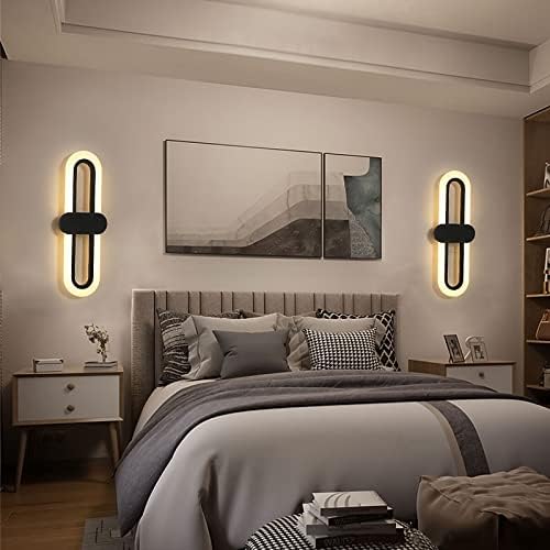 Bedroom Bedside Modern Minimalist Living Room Background Wall Led Three-Color Light-Changing Wall Lamp Simple Aisle Balcony Lamp(White,Warm(2700-3500K))