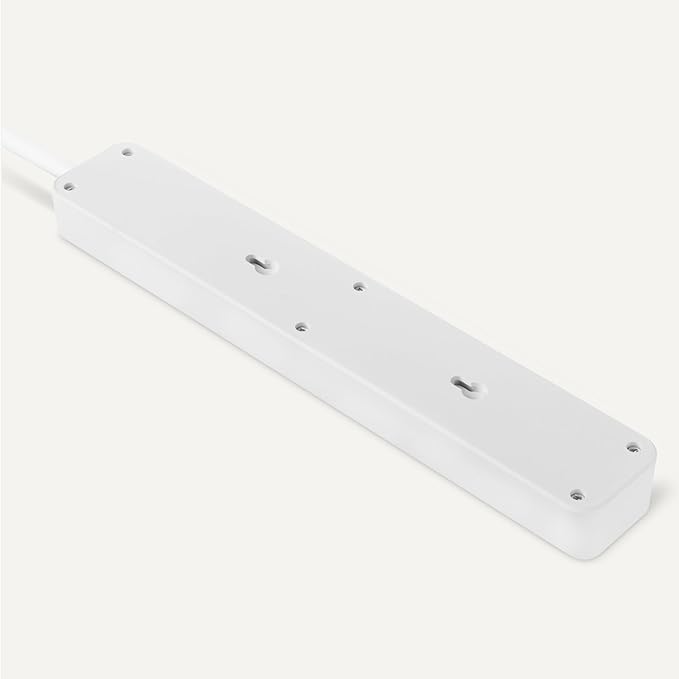 Amazon Basics Rectangle 6-Outlet, 600 Joule Surge Protector Power Strip, 2ft, Small, White, 2-Pack