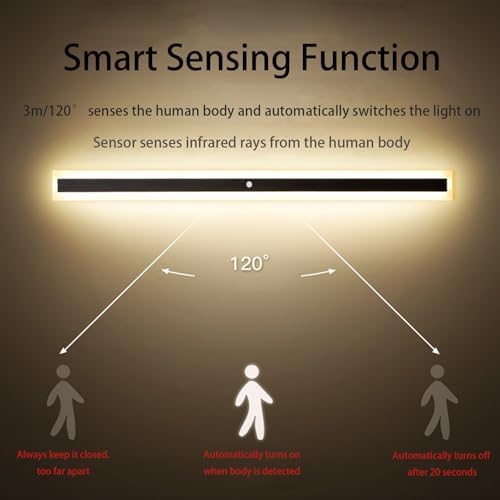 Modern LED Indoor Wall Light with Motion Sensor, Rectangle Aluminum Sconces, 3000K/4500K/6000K Adjustable Brightness, Ideal for Cabinet, Wardrobe, Office, Bedroom, Corridor.