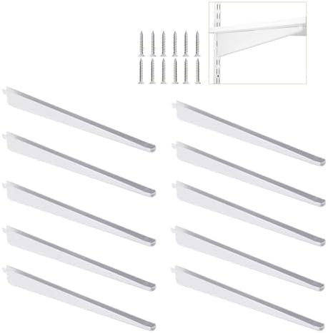 13-Inch Adjustable Double-Track Wire Shelf Brackets, 10 Pack, White