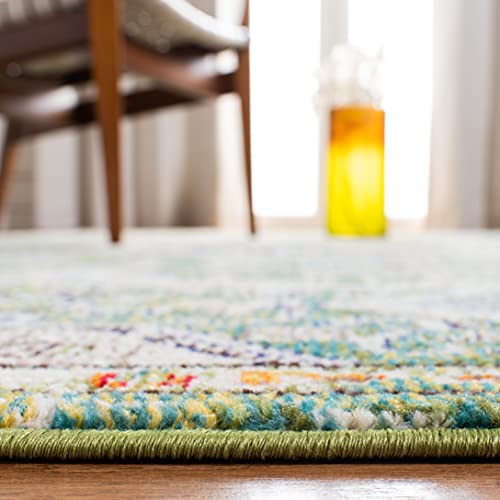 SAFAVIEH Madison Collection Accent Rug - 3' x 5', Green & Turquoise, Medallion Distressed Design, Non-Shedding & Easy Care, Ideal for High Traffic Areas in Entryway, Living Room, Bedroom (MAD447Y) - color: Green/Turquoise, size: 3' x 5' (Rectangular)