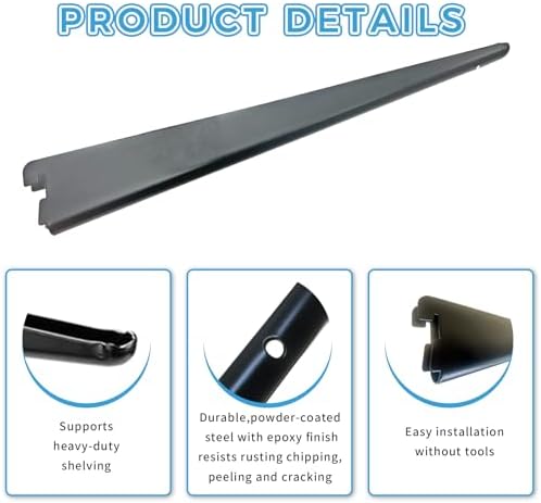 5-Inch Adjustable Double-Track Wire Shelf Brackets, 10 Pack, Black
