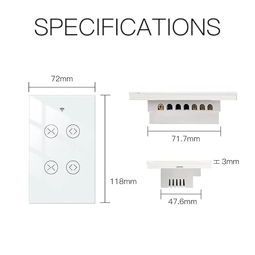MOES Smart WiFi RF 2 Gang Double Curtain Blind Touch Switch for Roller Shutter Electric Motor Tuya Smart Life App, Voice Control with Google Home Alexa Voice Control, White