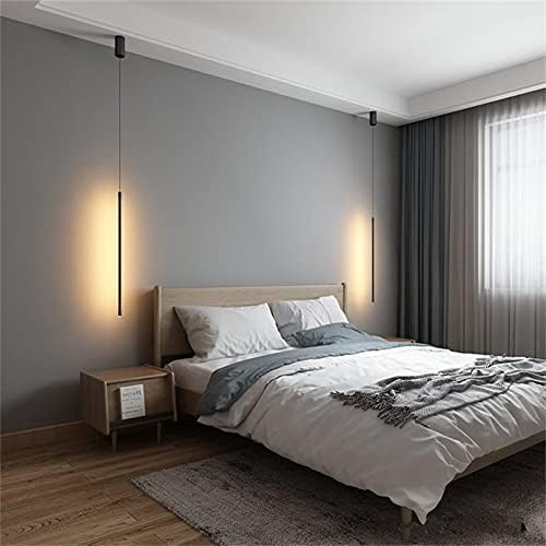 Modern Chandelier, Modern Bedroom Bedside Led Lights Living Room Tv Wall Decor Led Lamps Geometry Line Strip Hanging Light Fixtures(Warm Light,60Cm)/Warm Light/60Cm