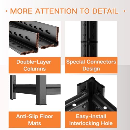 22''H Metal Garage Shelving, 2-Tier Heavy Duty Shelving Unit, Adjustable Garage Storage Shelves, Utility Rack Shelf for Industries, Warehouses, Basement(Black, 22''H*16''W*10''D, 2 Tier)