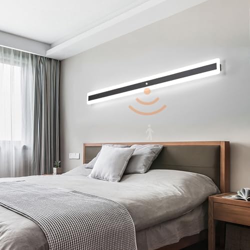 Modern Motion Sensor LED Wall Light - Indoor Rectangle Aluminum Sconce, 3000K/4500K/6000K Adjustable Brightness for Cabinet, Wardrobe, Office, Bedroom, Corridor Lighting
