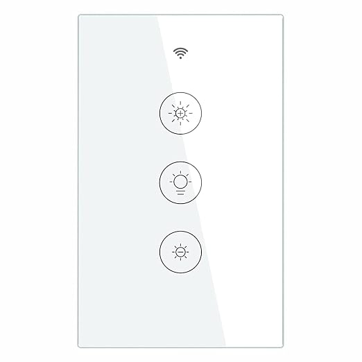 MOES WiFi RF Smart Light Dimmer Switch, Smart Life/Tuya APP Relay Status Backlight Switch Off RF Remote Control Voice Compatible with Alexa Google Assistants, White Touch