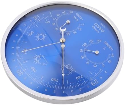 Generic Thermometer Barometer Hygrometer Accurate 3 in 1 All Season Indoor Outdoor Weather Instrument Blue 180mm for Terraces Gardens