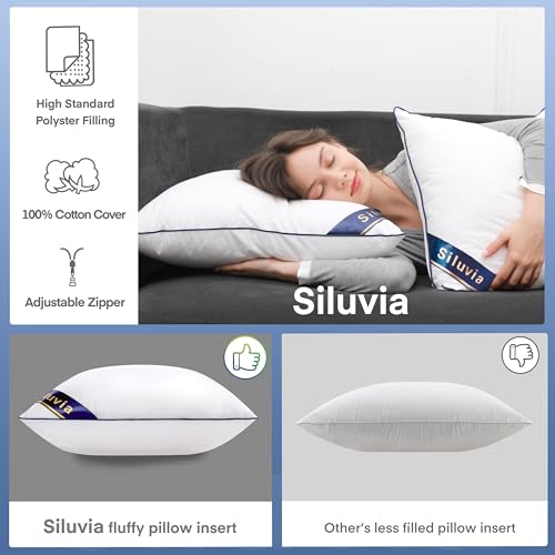 Siluvia 28"x28" Pillow Insert Set of 2 Square Throw 28 Pillows with 100% Cotton Cover for Sofa, Couch, and Bed - White - size: 28"x28"