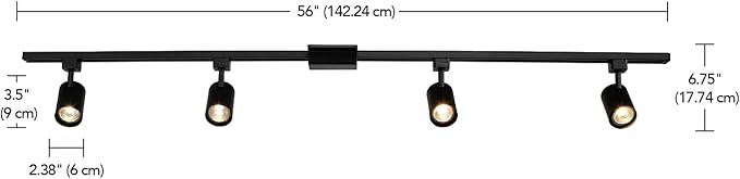 Globe Electric 59738 Tribeca 4-Light 56" Track Lighting Kit, Matte Black, Bulb Not Included
