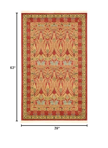 Unique Loom Edinburgh Collection Area Rug - Canmore (3' 3" x 5' 3" Rectangle, Red/ Navy Blue) - color: Red/Navy Blue, size: 3'3" x 5'3" (Rectangular)