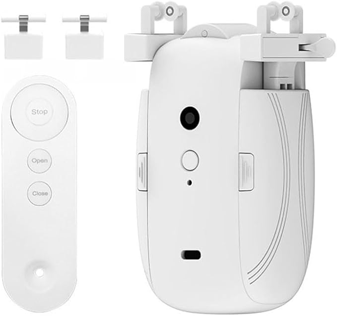 Smart Curtain Opener Automatic Curtain Opener and Closer Electric Curtain Opener Motor for Roman Rod/Tu-Rails Home Office Sleek Modern Design(1PC TU)(1PC Roman Pole)