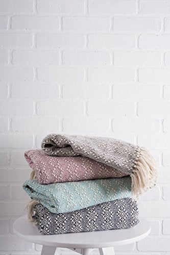 DII Diamond Stitch Woven Throw, Organic Modern, 50 x 60, Navy - color: Navy