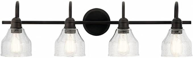 Kichler Avery 33.25" 4 Light Vanity Light with Clear Seeded Glass Olde Bronze®