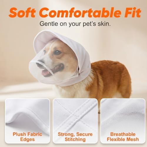 Guard Dog Foxtail Protection Hood for Dogs, Breathable Mesh Dog Bug Hood, Outdoor Dogs Face Guard for Hunting Trips (White, XL)