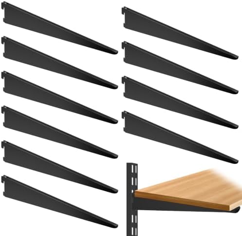 5-Inch Adjustable Double-Track Wire Shelf Brackets, 10 Pack, Black