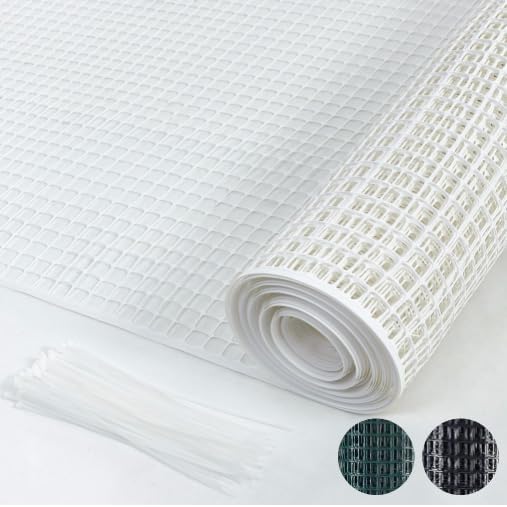 PotatoLife White Plastic Garden Fence, Hardware Mesh, 40'' x 50'