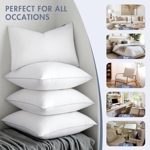 MIULEE 18 x 18 Pillow Inserts (Set of 2) -Decorative Throw Pillows for Couch Sofa with 100% Cotton Covers - size: 18x18 Inch