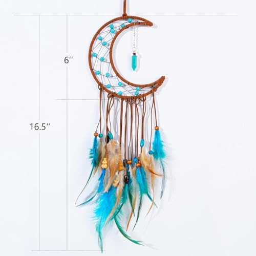MEXIDAWN 2 Pack DIY Feather Dream Catcher Kits Turquoise Wall Hanging Boho Decor Handmade Dream Catcher for Adults - style: Star*1 & Moon*1