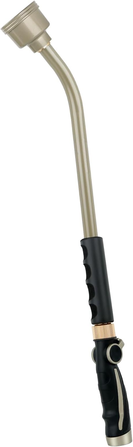 RESTMO Long Watering Wand, 24 Inches Gentle Soft Full Shower Sprayer Wand with Thumb Flow Control, Heavy Duty Metal Hose Wand for Hanging Baskets, Shrubs, Plants, Flowers, Garden and Lawn