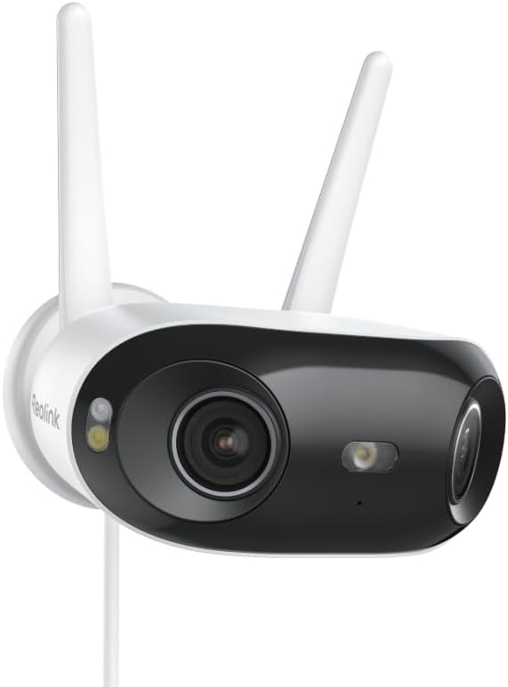 REOLINK 4K 8MP 180° Panoramic Security Camera with Dual-Lens, 2.4/5GHz Dual-Band Wi-Fi 6, Motion Track, Up to 512GB microSD Card Storage, Plug-in Power, Color Night Vision, Elite WiFi