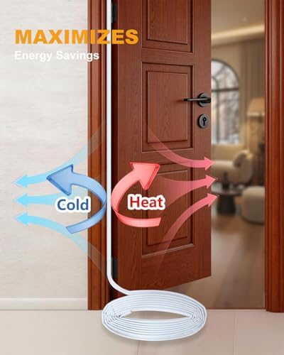 40FT Weather Stripping Door Seal: Sound Proof Draft Blocker Kerf Weather Stripping for Exterior Front Door, Large Gap Seal, Easy to Install (White)